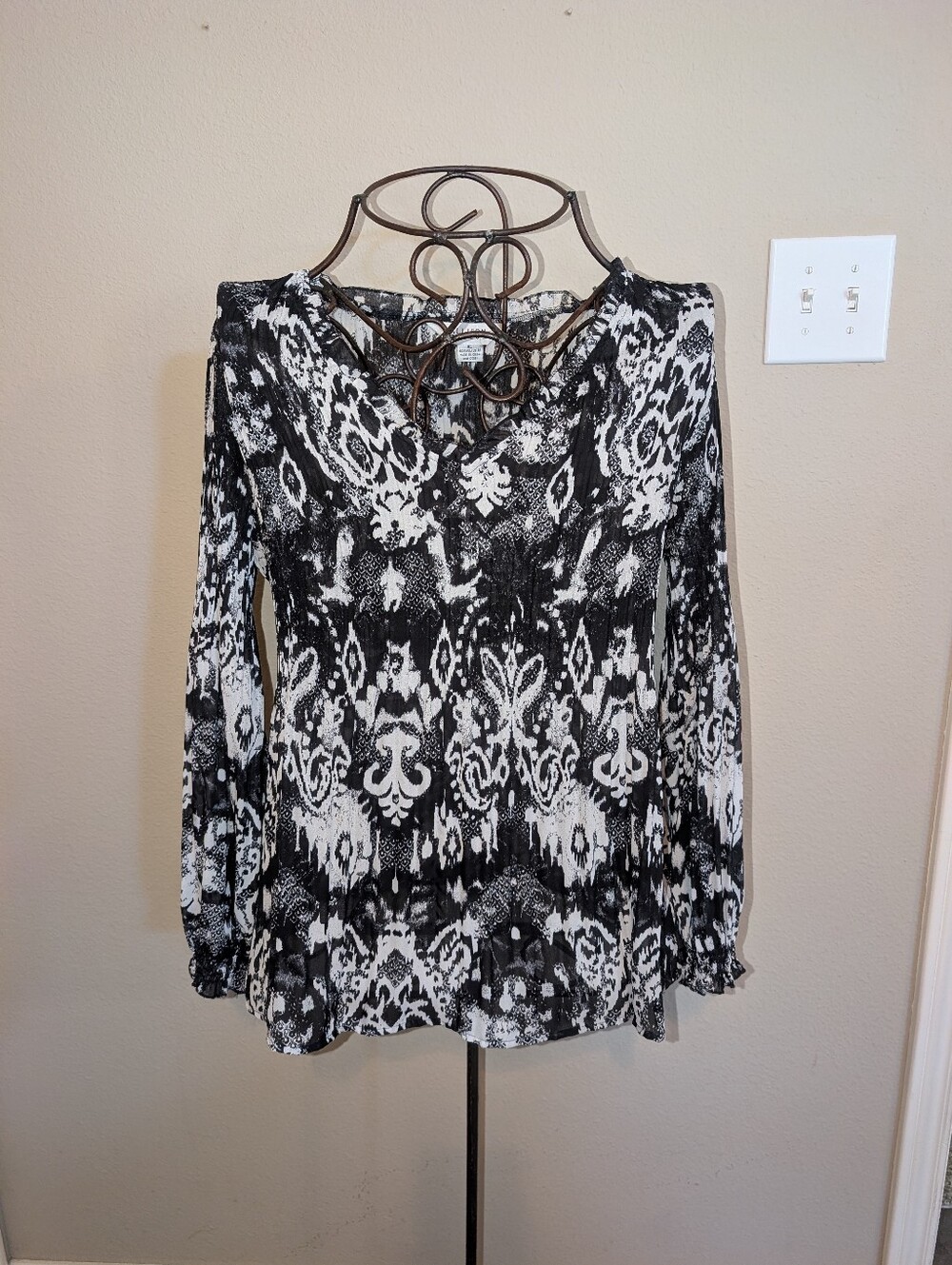 Allison Taylor Sheer Long Sleeve Boho Blouse